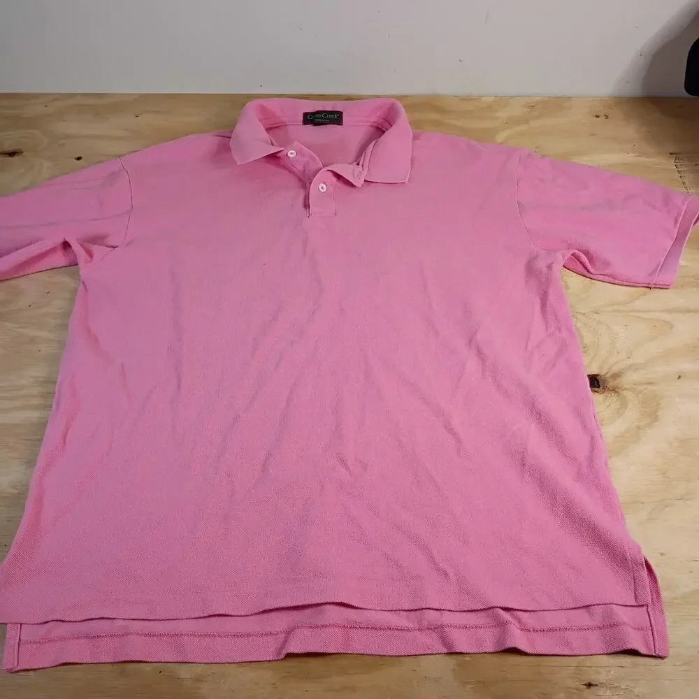 Vintage Cross Creek Polo Shirt Men's L Pink Solid 100% Cotton Made in USA